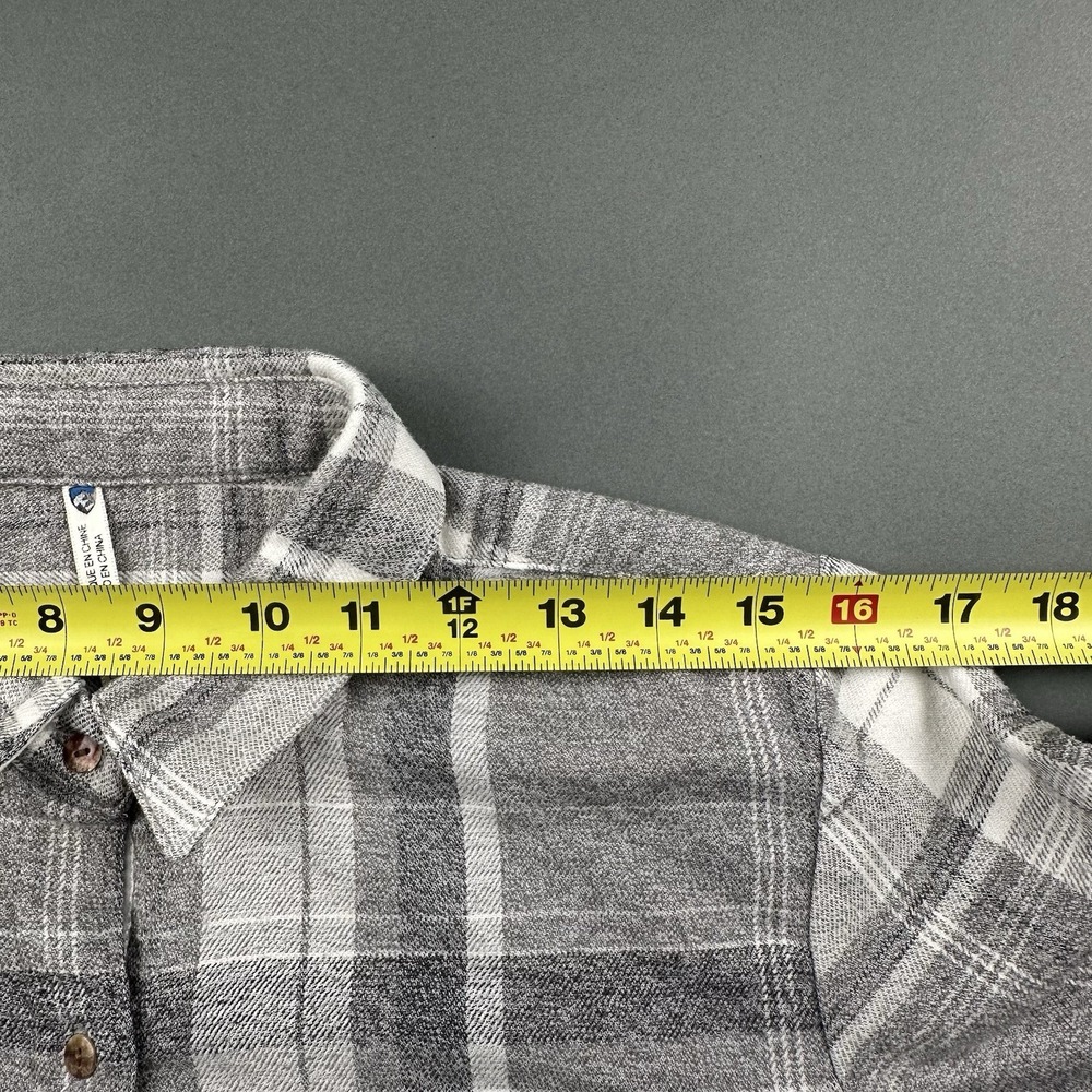 KUHL Women's Gray Plaid Size M Kamila Flannel Long Sleeve Button Up Shirt - Picture 6 of 13
